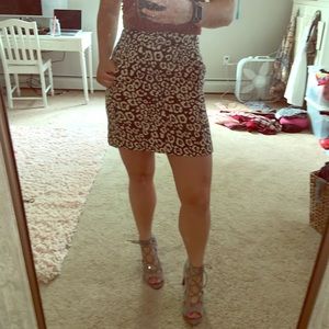 Pink cheetah pencil skirt with pockets